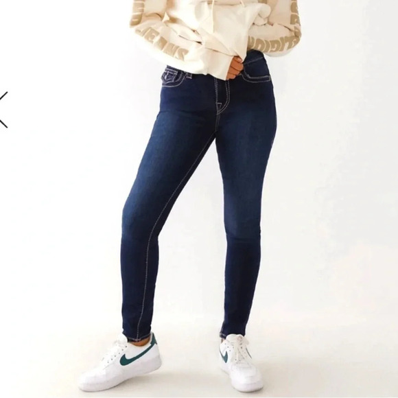 True Religion Jennie Mid Rise Flap Curvy Skinny Jean Horseshoe Y2K Rockabilly - Picture 2 of 10